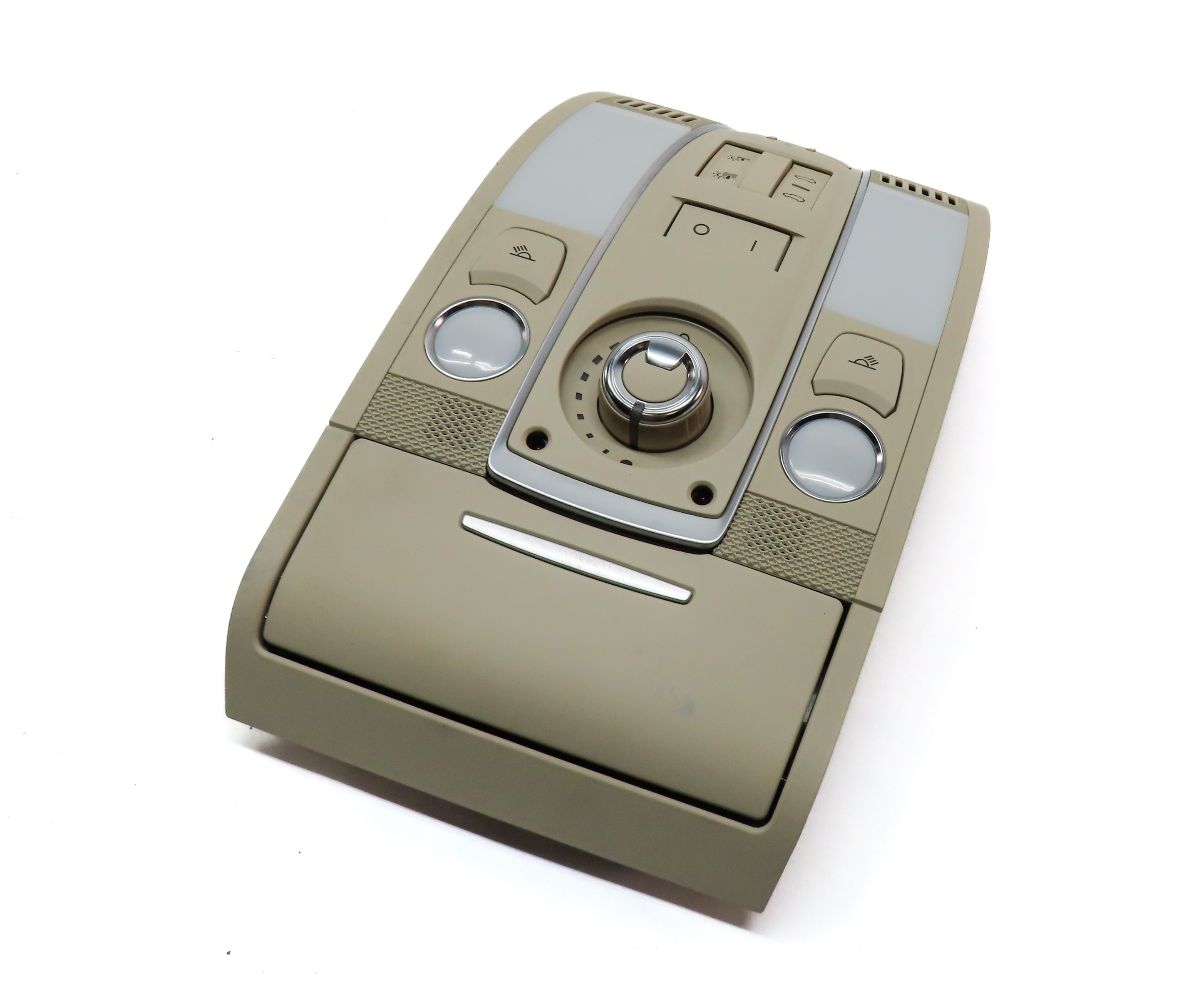 2014 AUDI Q7 (4L) FRONT INTERIOR OVERHEAD DOMELIGHT LAMP w/ SWITCHES (Beige) — exact item pictured